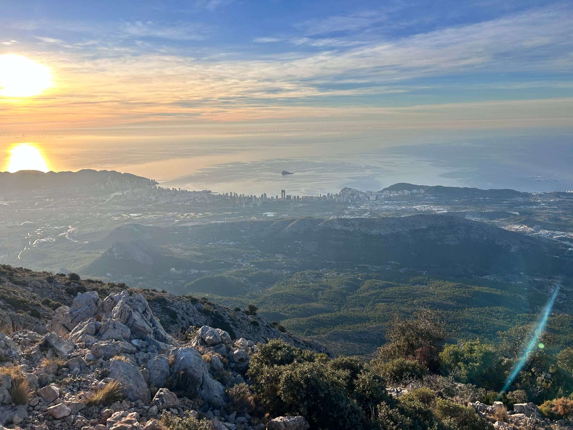 View from Puig Campana after the first climb. Benidorm below.